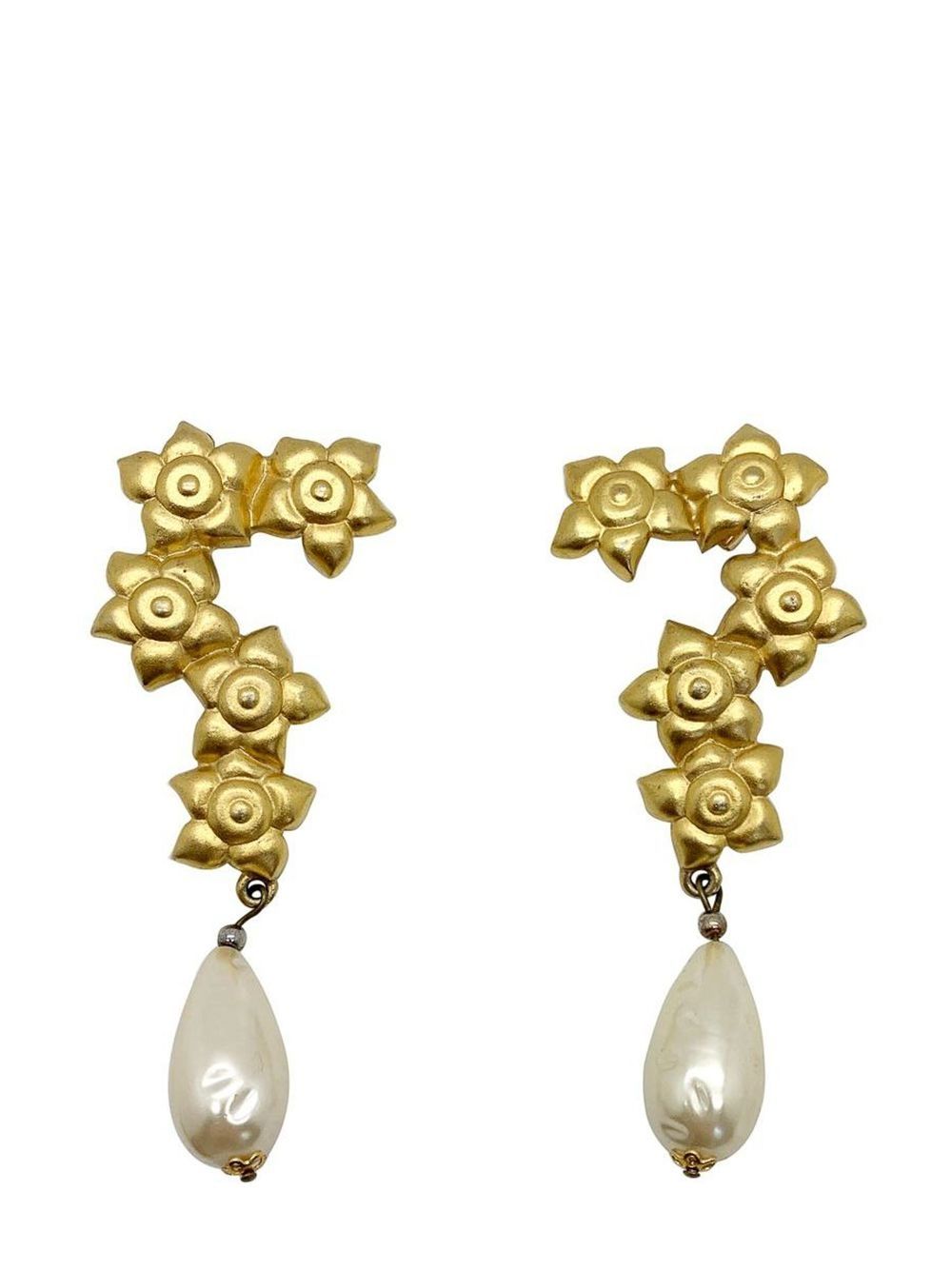 Jennifer Gibson Jewellery Vintage statement floral baroque pearl earrings 1980s - 金色