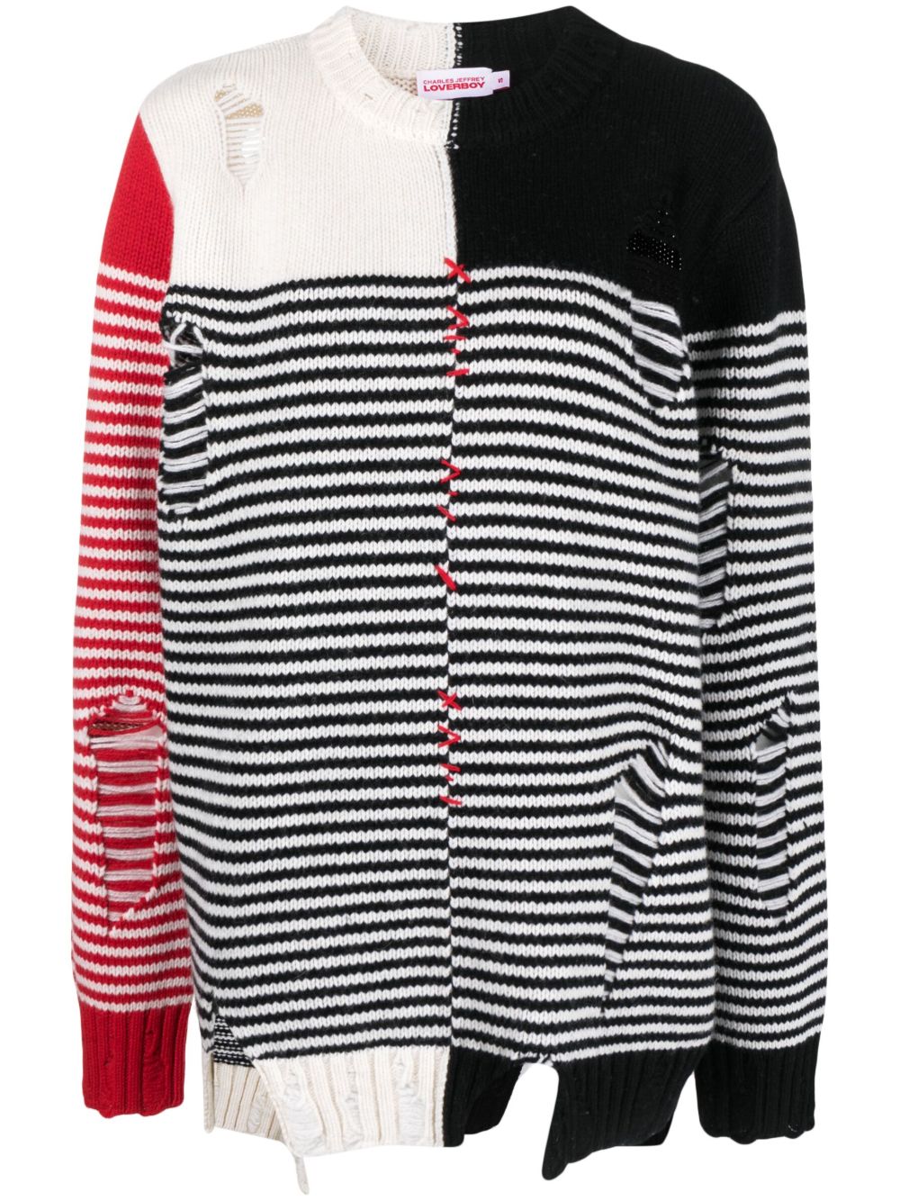 Charles Jeffrey Loverboy Mega Shred 拼色毛衣 - 黑色