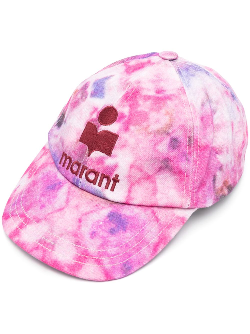 ISABEL MARANT logo刺绣扎染棒球帽 - 粉色