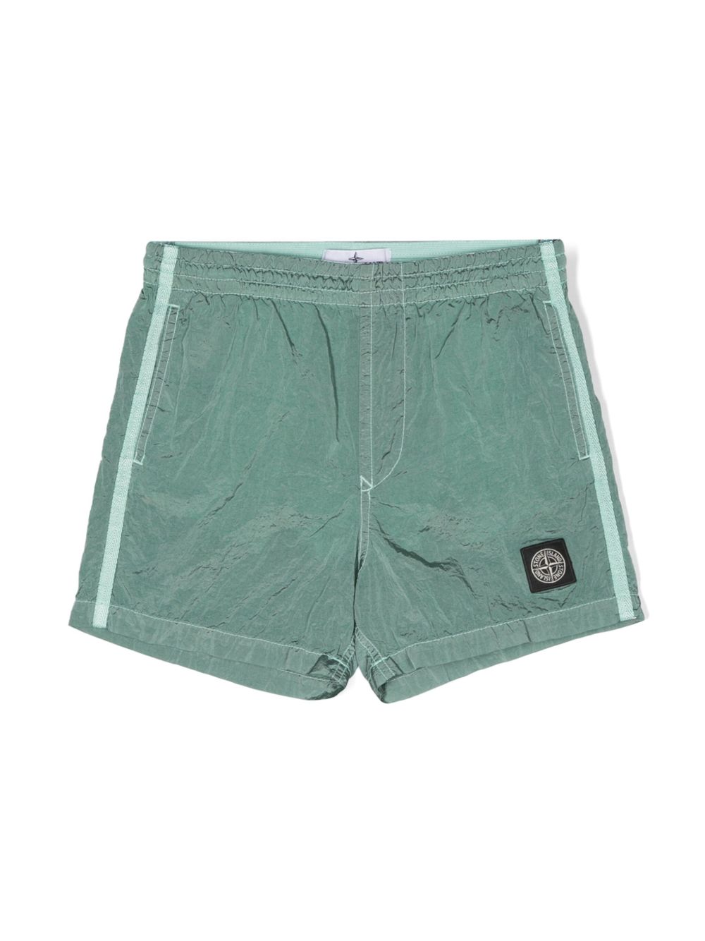 Stone Island Junior Compass 金属感短裤 - 绿色