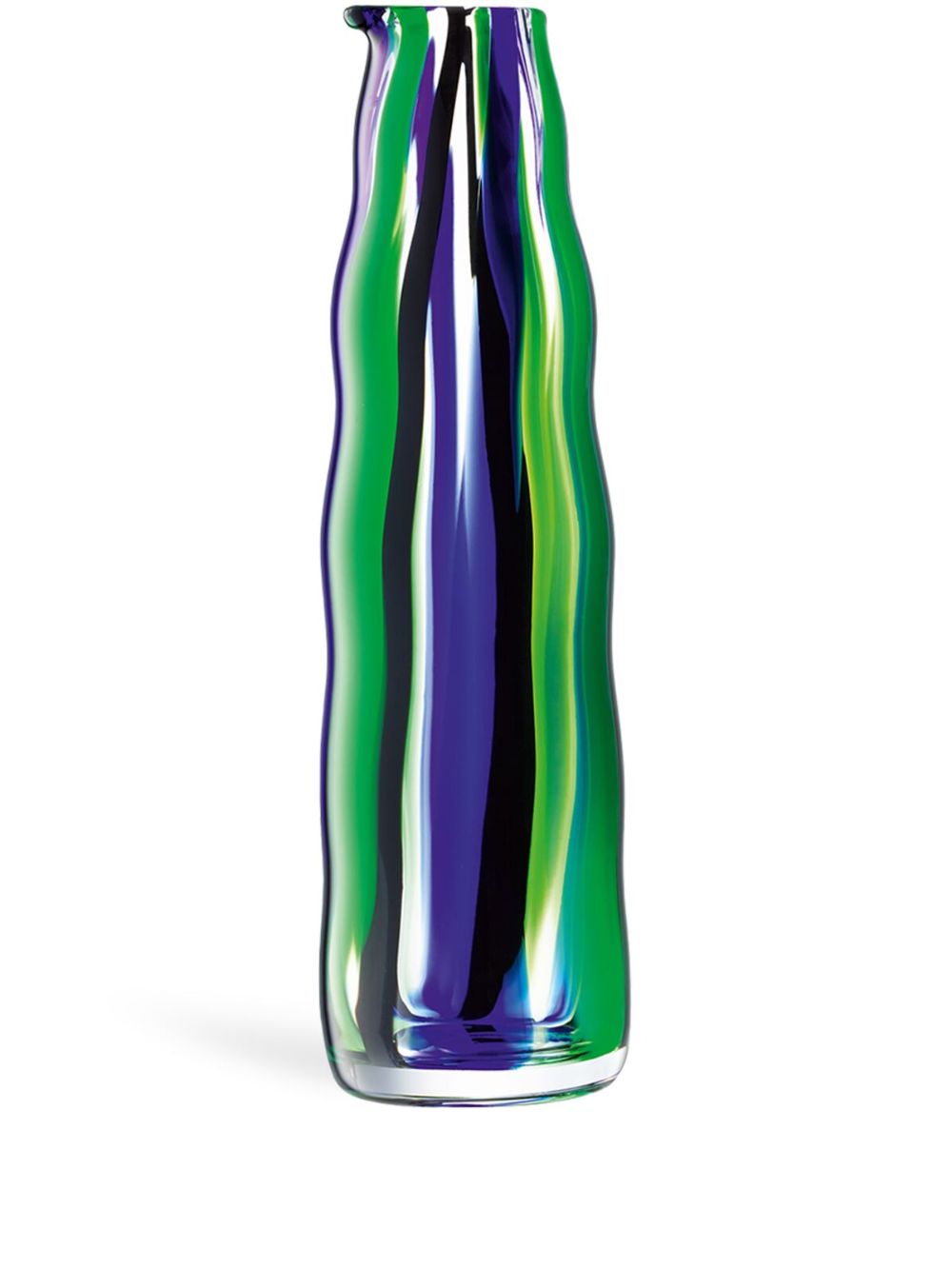 LSA International Folk 条纹玻璃花瓶（30厘米 x 8厘米） - 绿色
