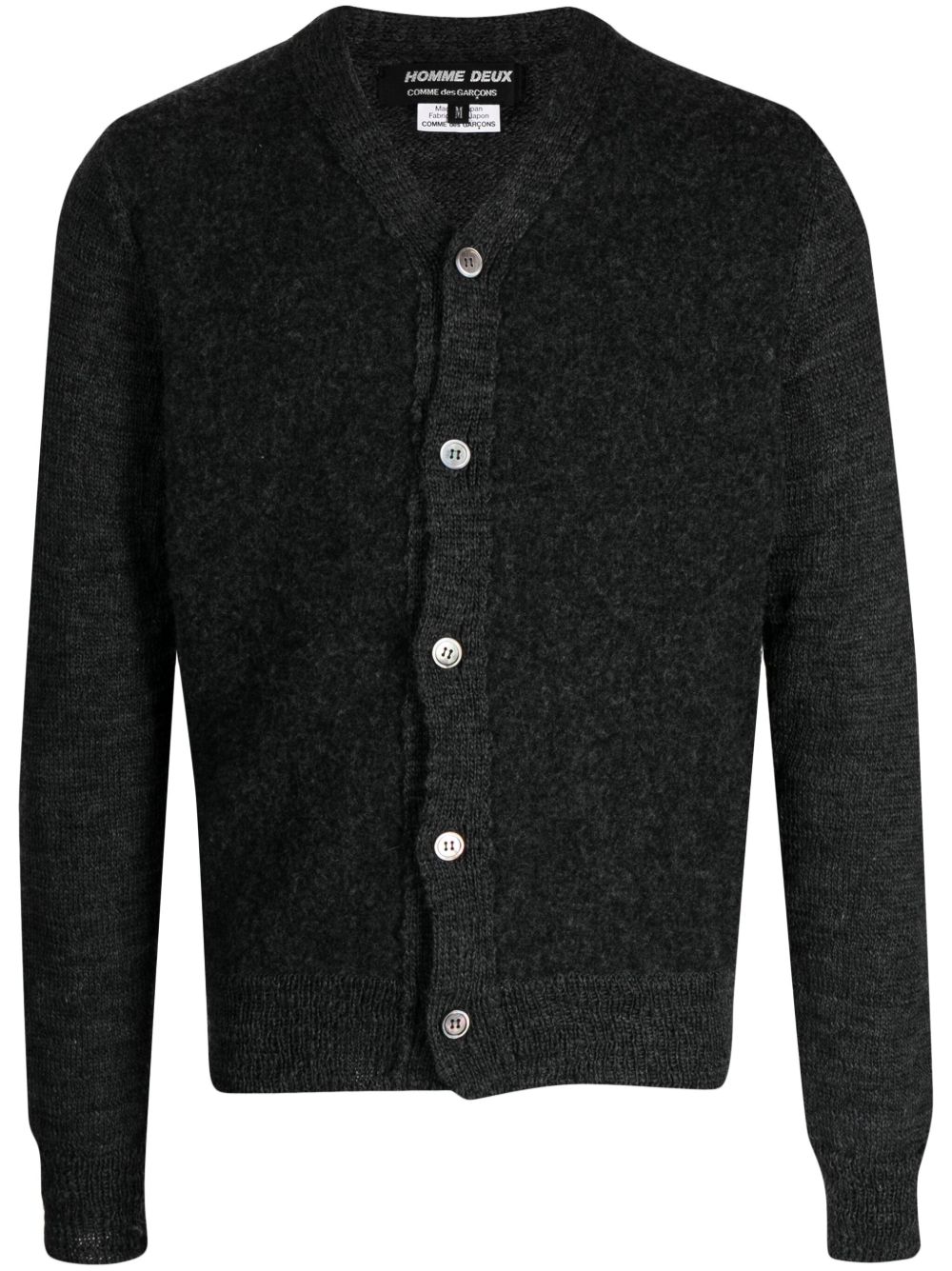 Comme des Garçons Homme Deux V领排扣羊毛开衫 - 黑色