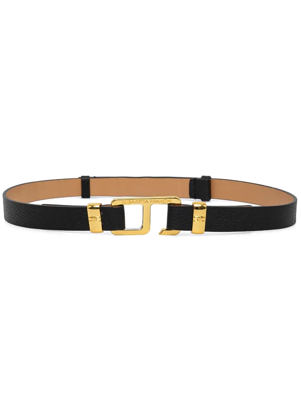 Elisabetta Franchi logo标牌皮质腰带 - 黑色