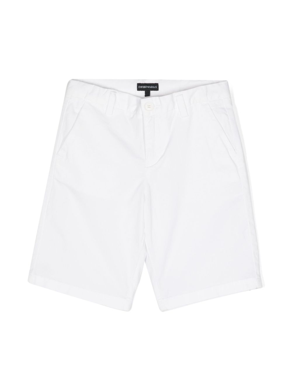 Emporio Armani Kids logo标牌百慕大短裤 - 白色
