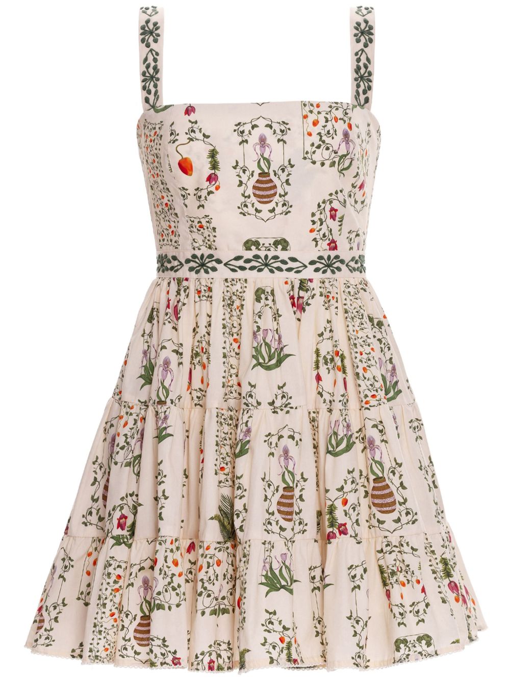 Agua By Agua Bendita Lima Bouquet 手工刺绣迷你连衣裙 - 中性色