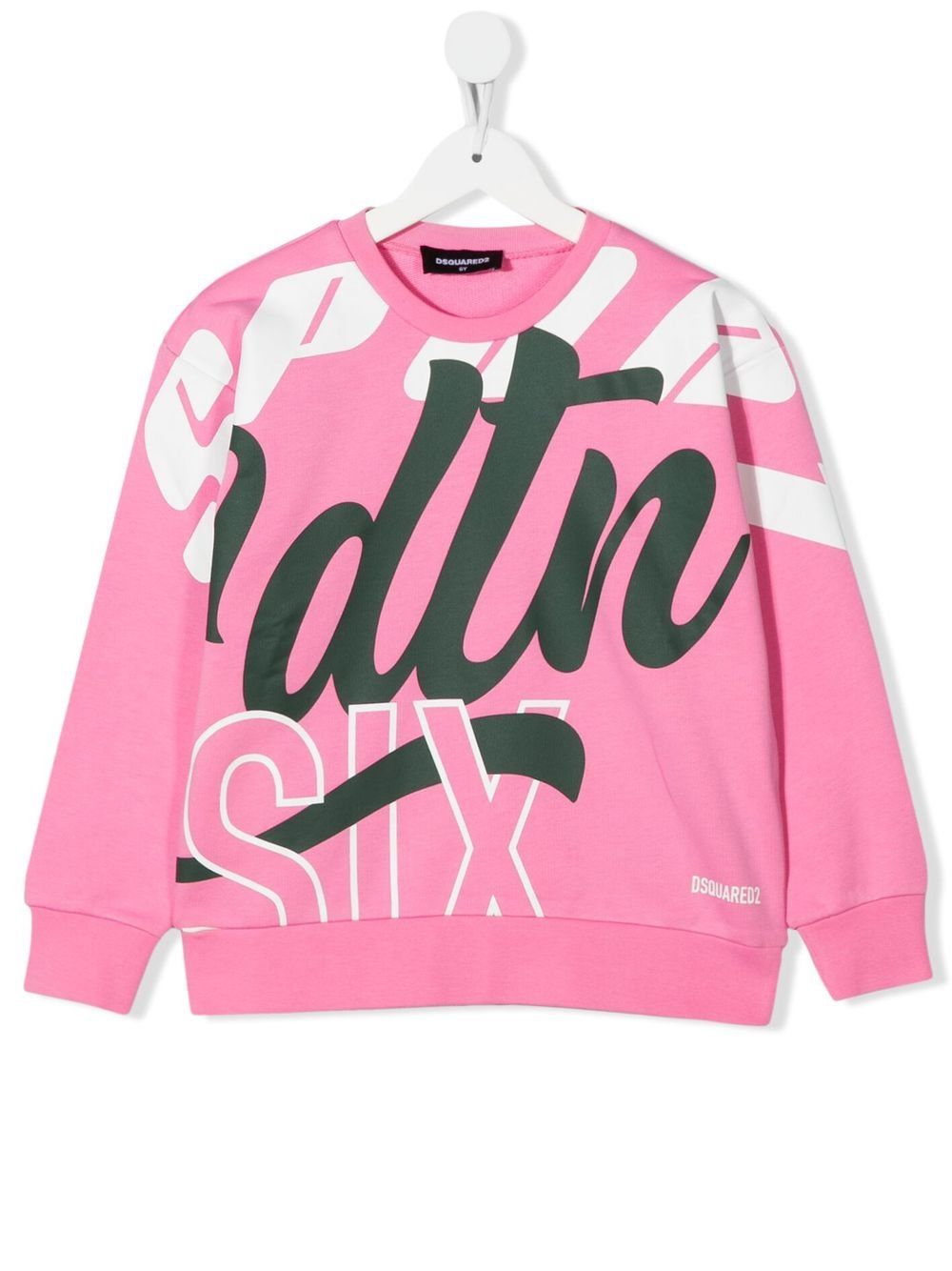 DSQUARED2 KIDS 文字印花圆领卫衣 - 粉色