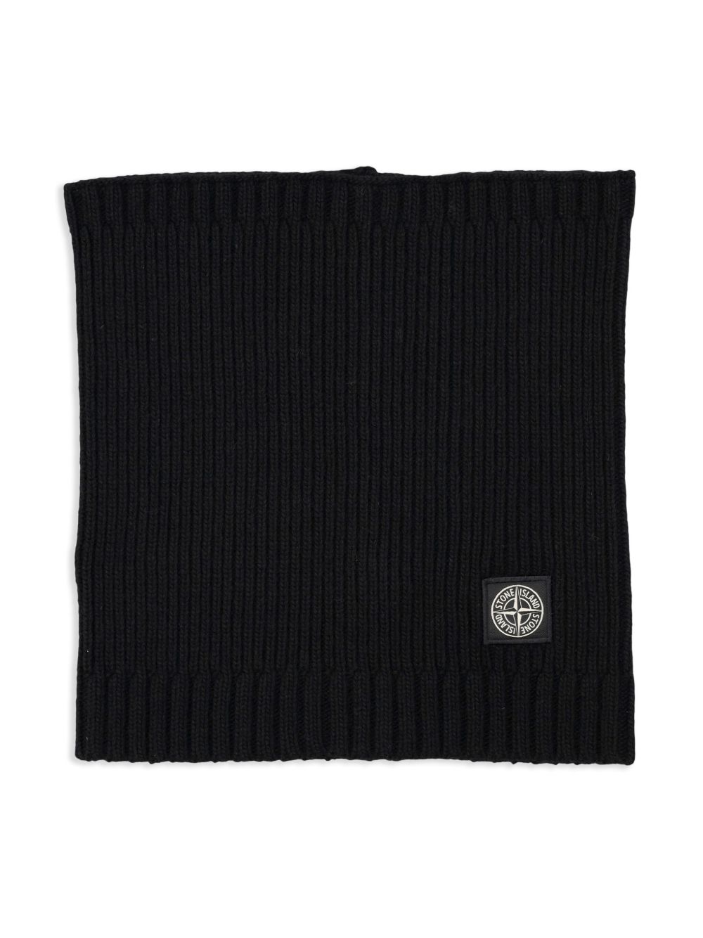 Stone Island Junior 标贴针织围巾 - 黑色