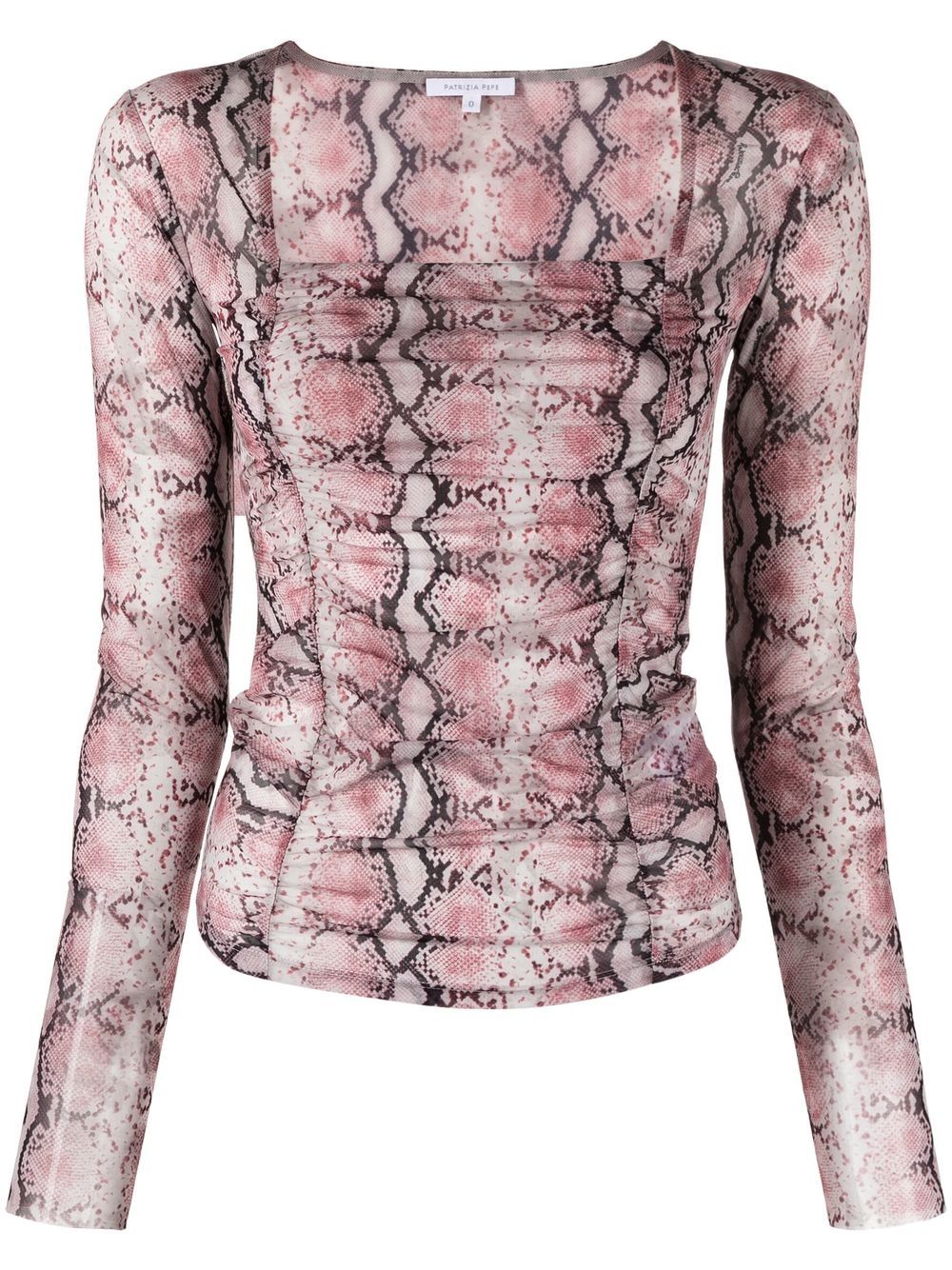 Patrizia Pepe Dreamy Python 印花褶饰上衣 - 红色