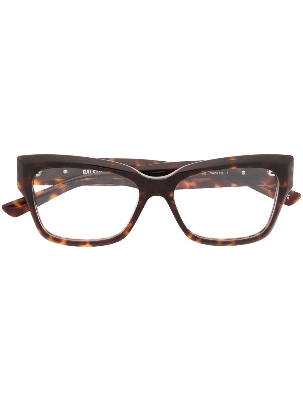 Balenciaga Eyewear logo标牌玳瑁纹眼镜 - 褐色