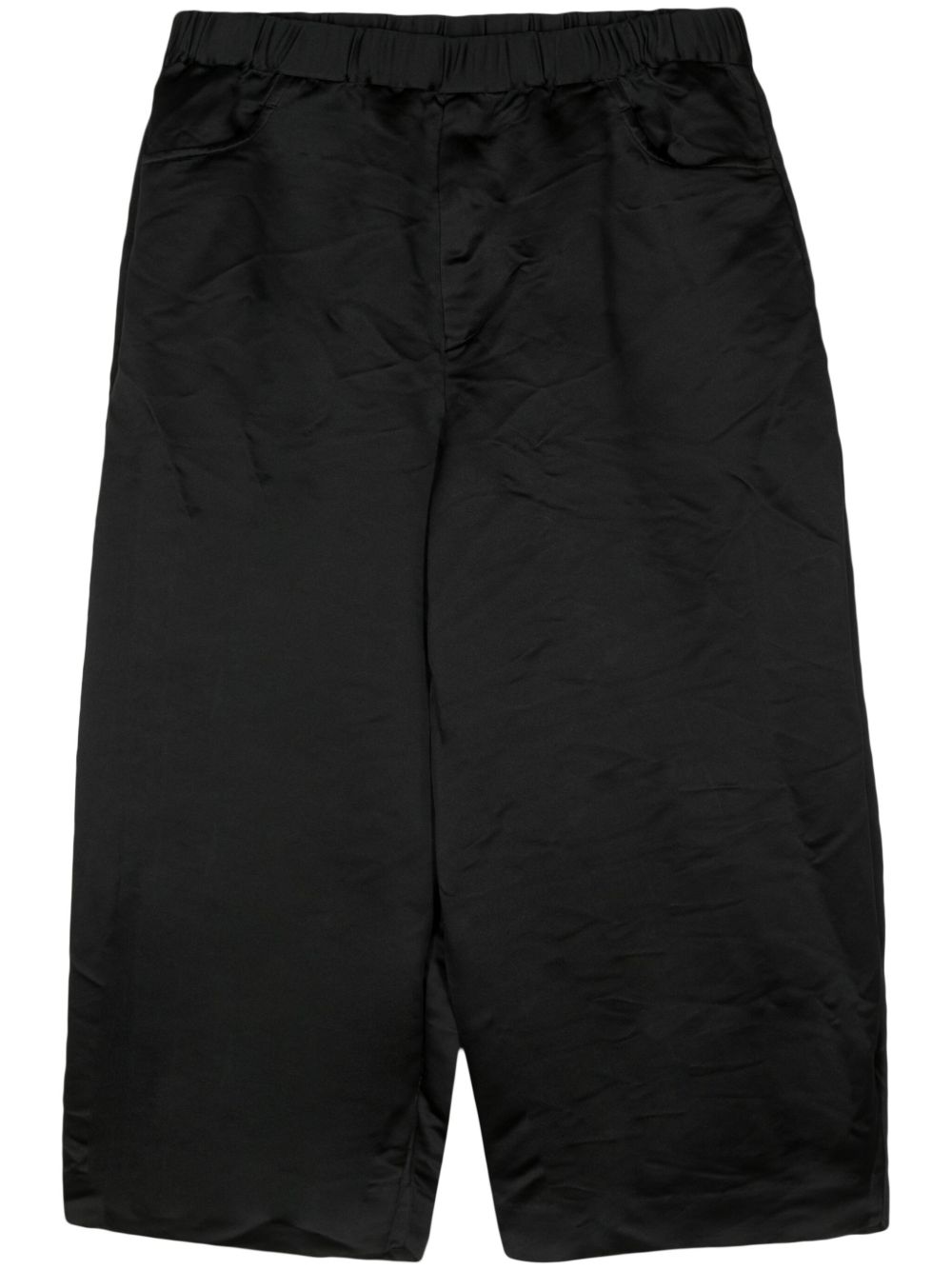 Black Comme Des Garçons 松紧裤腰阔腿短裤 - 黑色