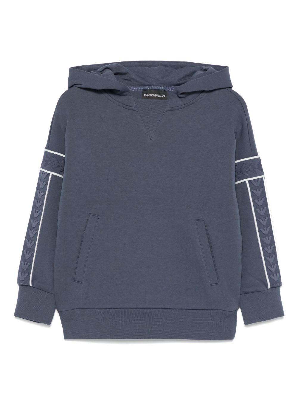 Emporio Armani Kids logo压纹连帽衫 - 蓝色
