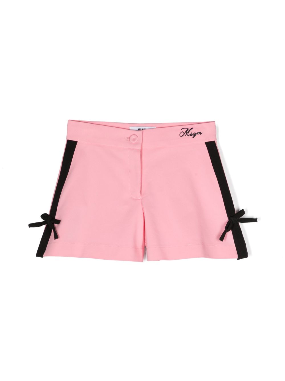 MSGM Kids 条纹细节棉混纺短裤 - 粉色