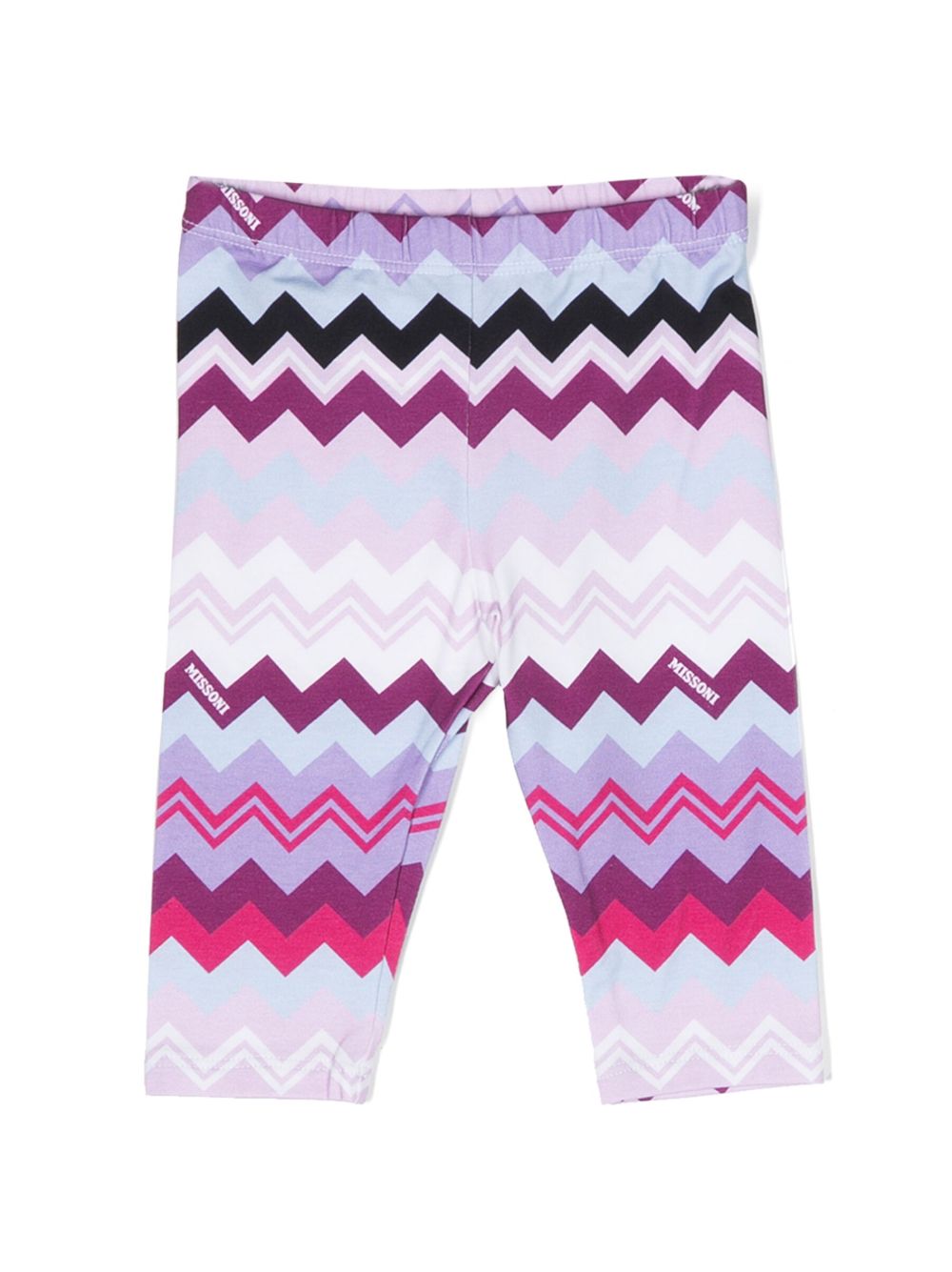 Missoni Kids Z字形图案印花松紧腰边打底裤 - 紫色