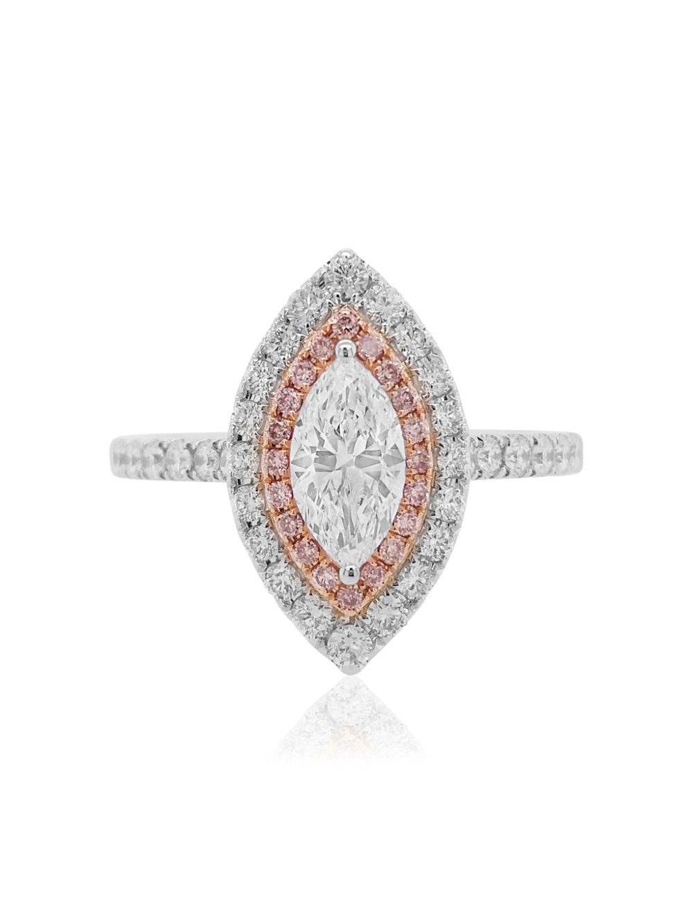 HYT Jewelry 18K白金粉色钻石戒指 - 银色