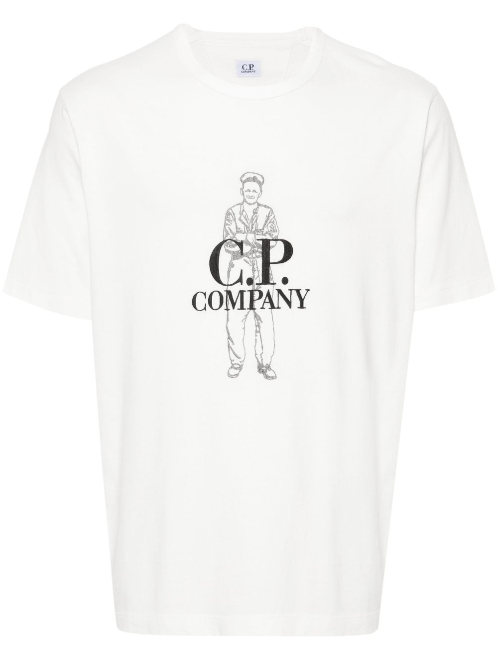 C.P. Company logo刺绣棉T恤 - 白色