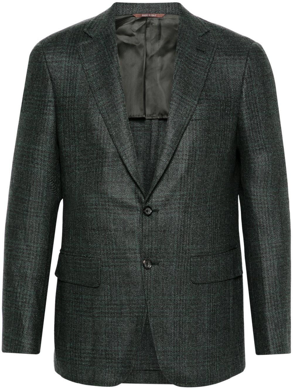 Canali 格纹西装夹克 - 绿色