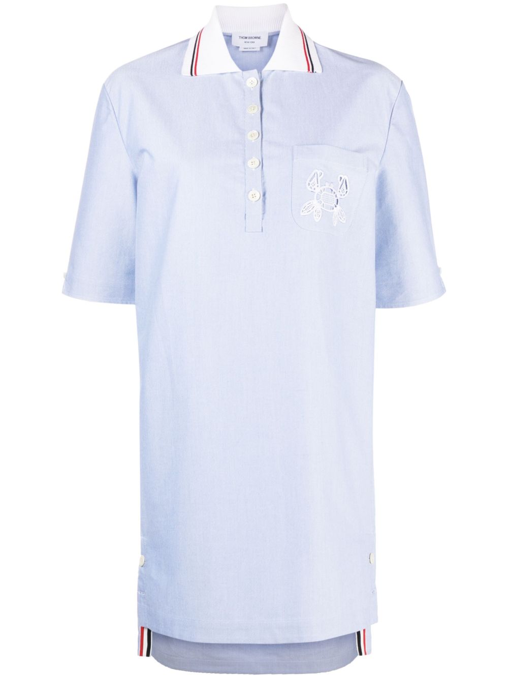 Thom Browne 刺绣棉polo领迷你连衣裙 - 蓝色