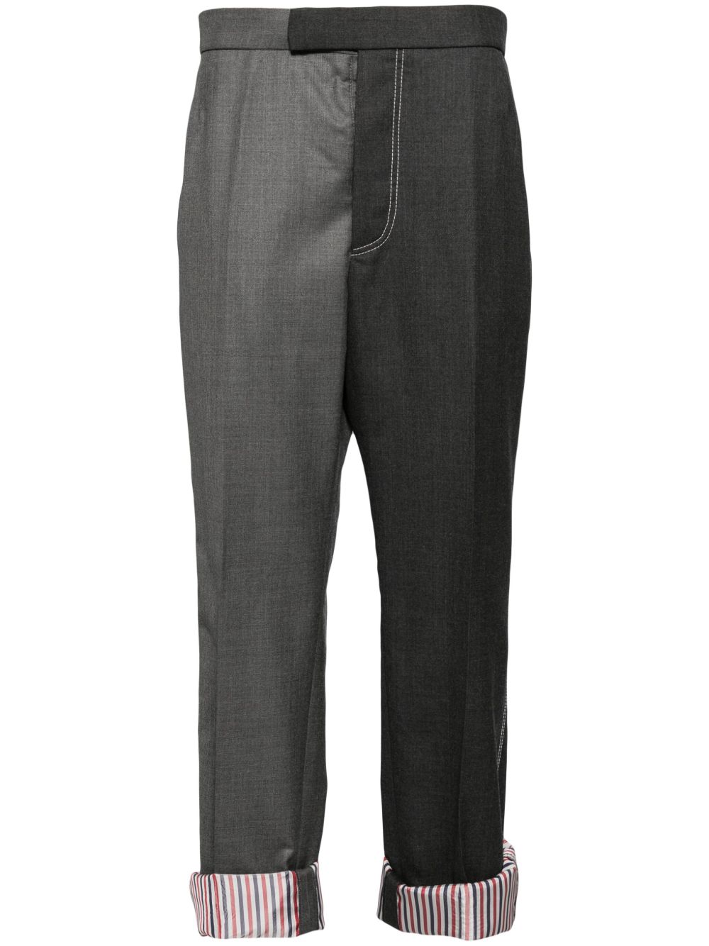 Thom Browne 双色羊毛长裤 - 灰色