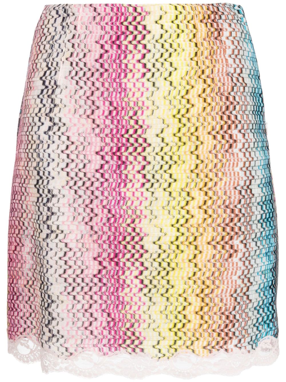 Missoni Z字形图案编织迷你半身裙 - 黄色