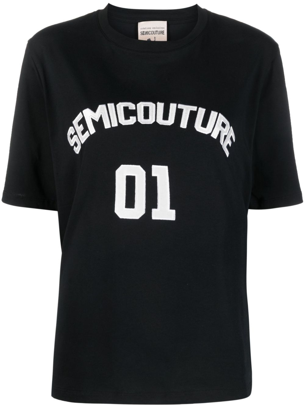 Semicouture logo印花短袖T恤 - 黑色