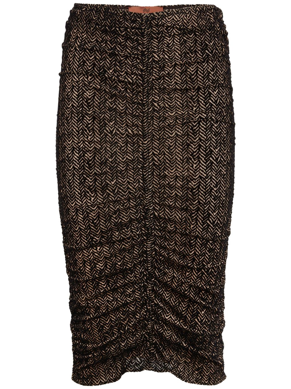 Missoni Zigzag 缩褶薄纱中长半身裙 - 褐色