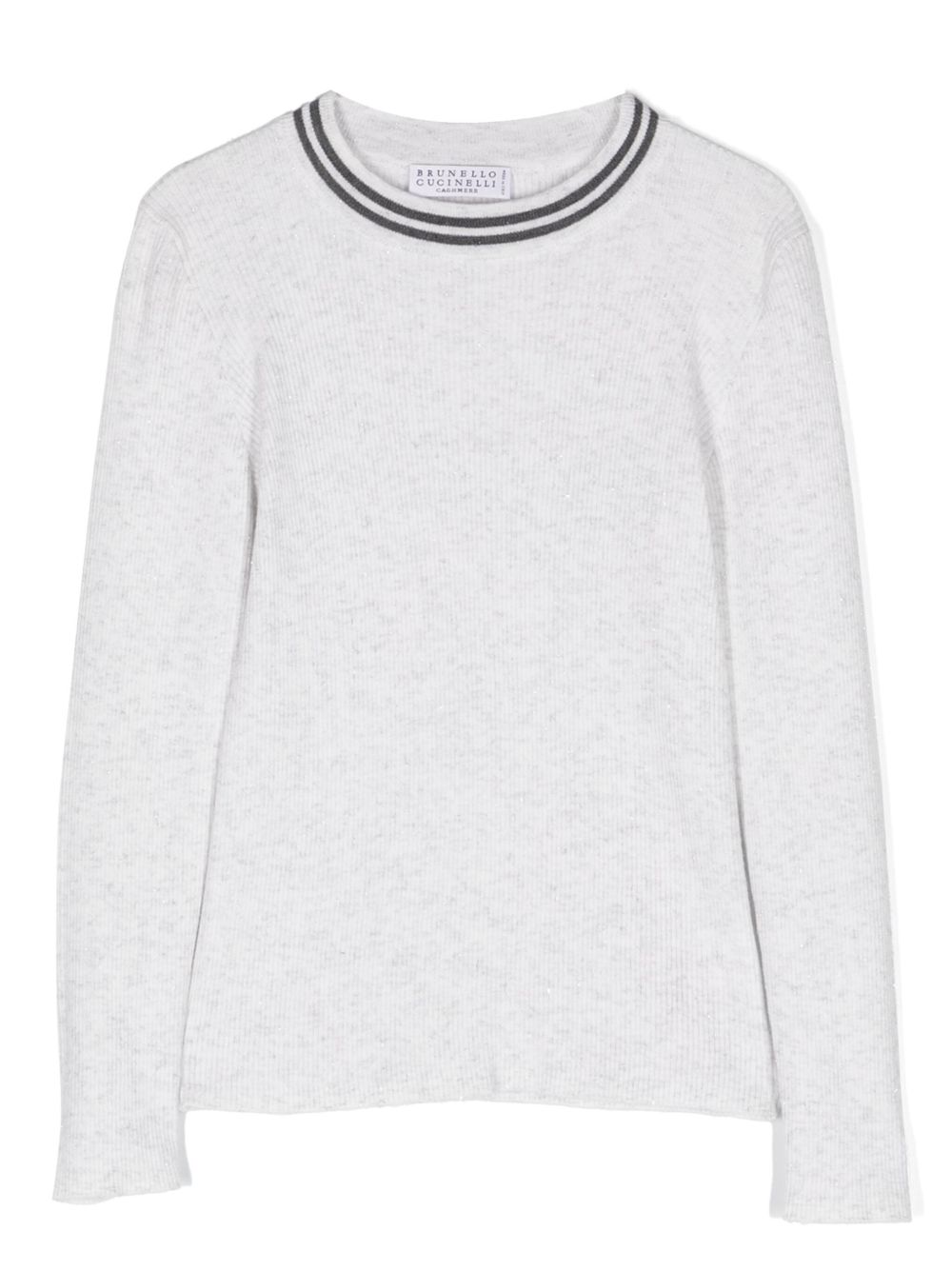 Brunello Cucinelli Kids 圆领罗纹毛衣 - 白色