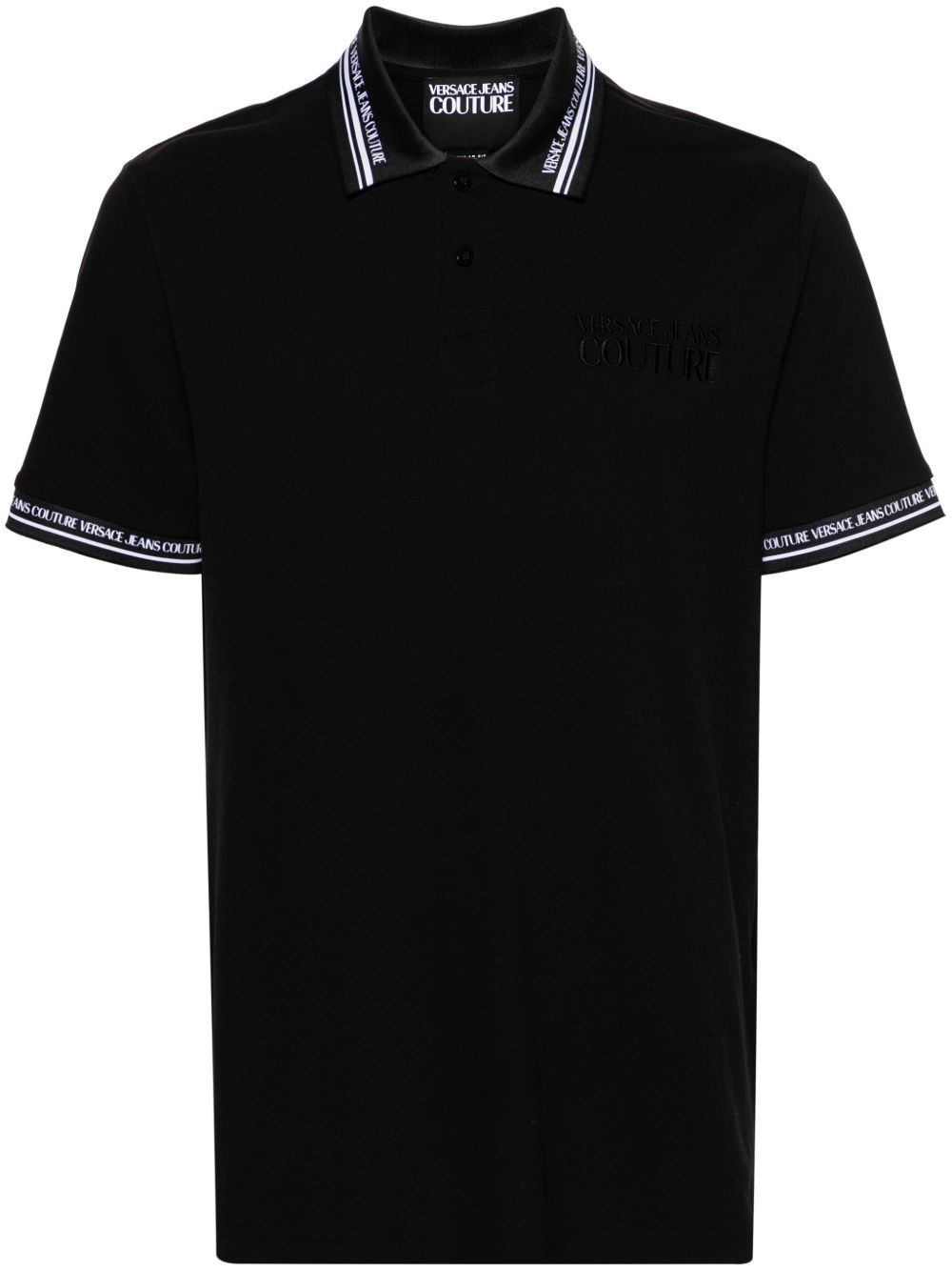 Versace Jeans Couture logo印花棉polo衫 - 黑色