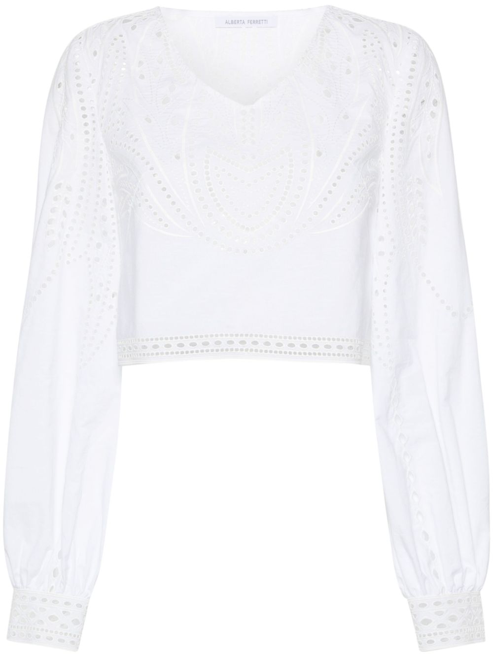 Alberta Ferretti 马德拉刺绣短款罩衫 - 白色