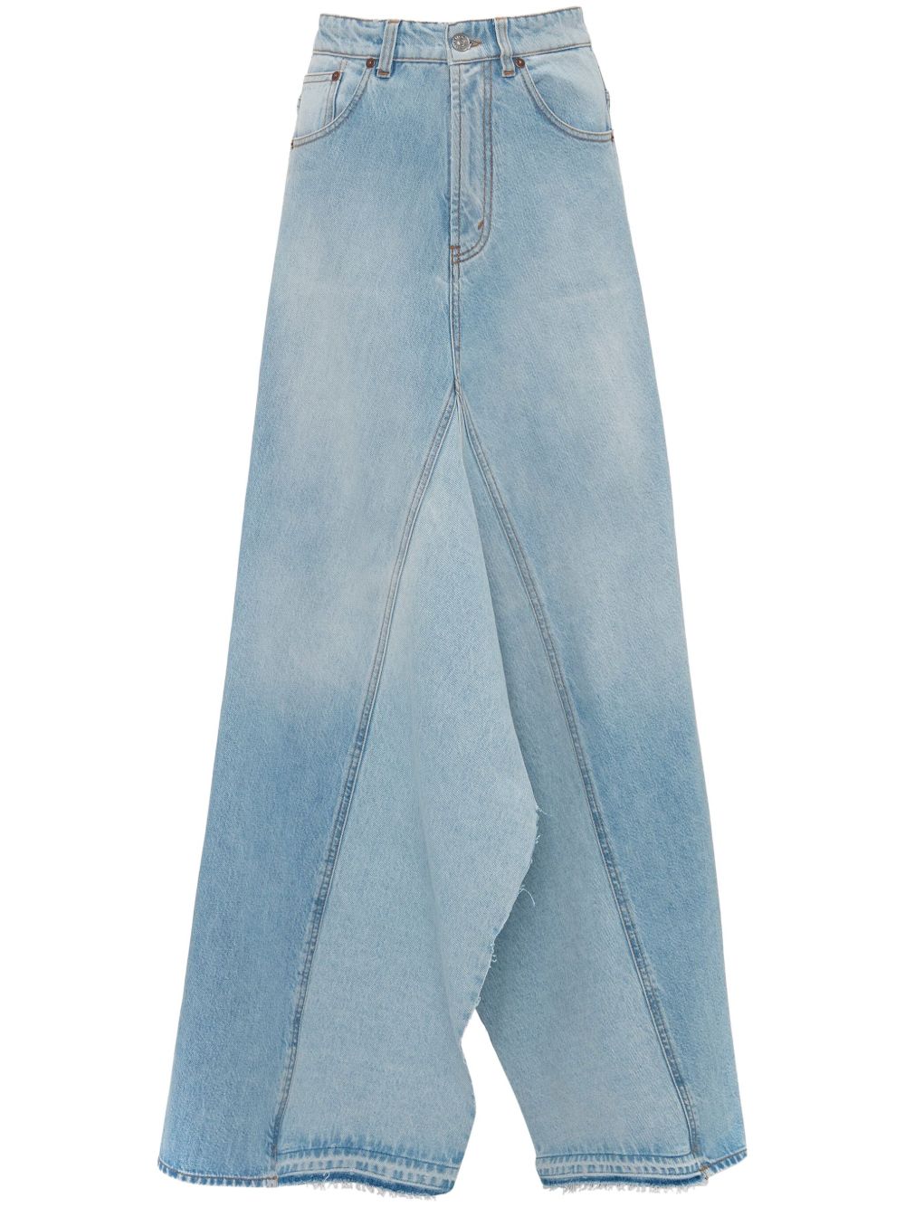 Victoria Beckham 拼接超长牛仔半身裙 - 蓝色