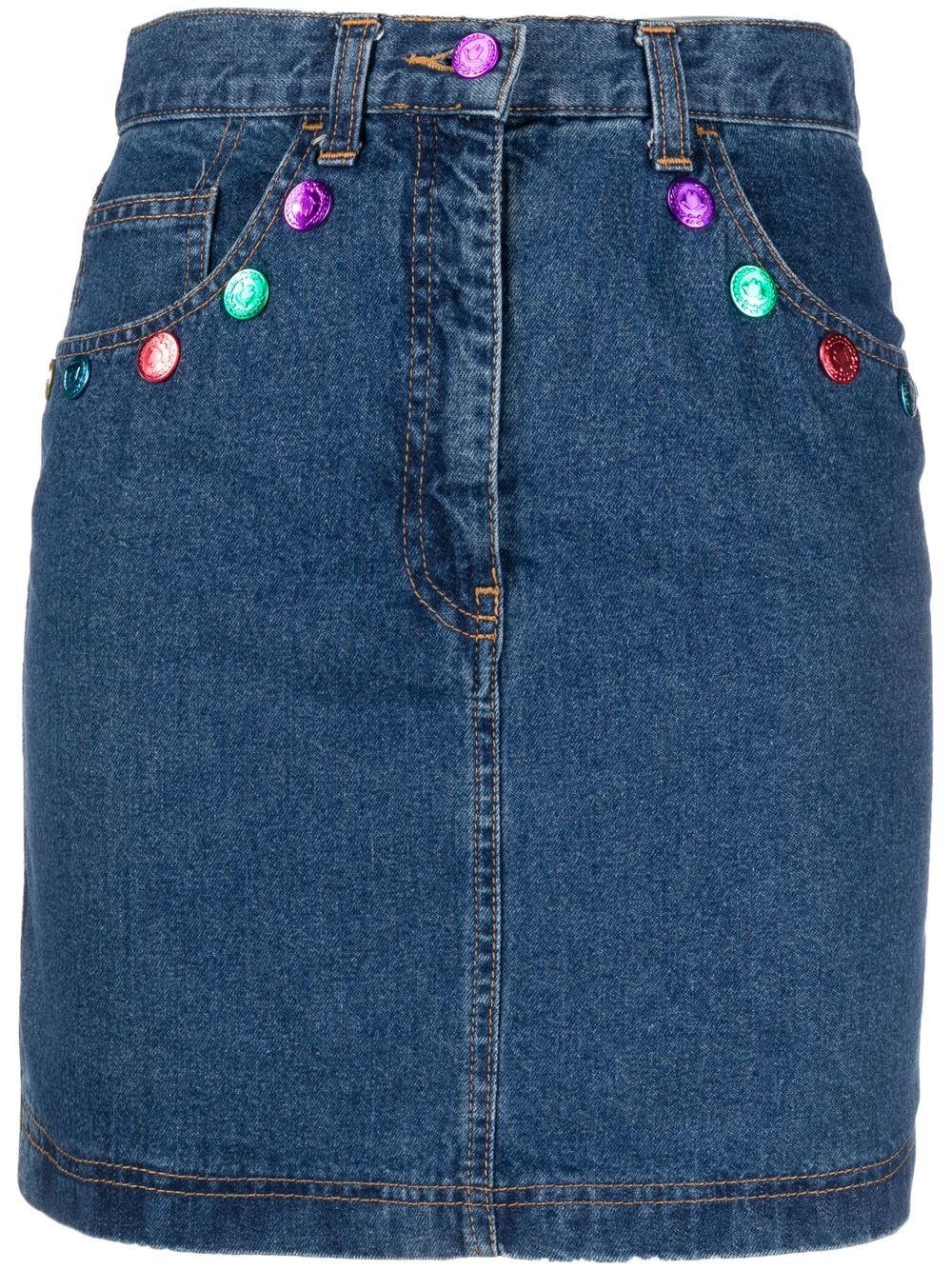 Moschino Pre-Owned 莫斯奇诺 纽扣细节牛仔半身裙（1990年代典藏款） - 蓝色
