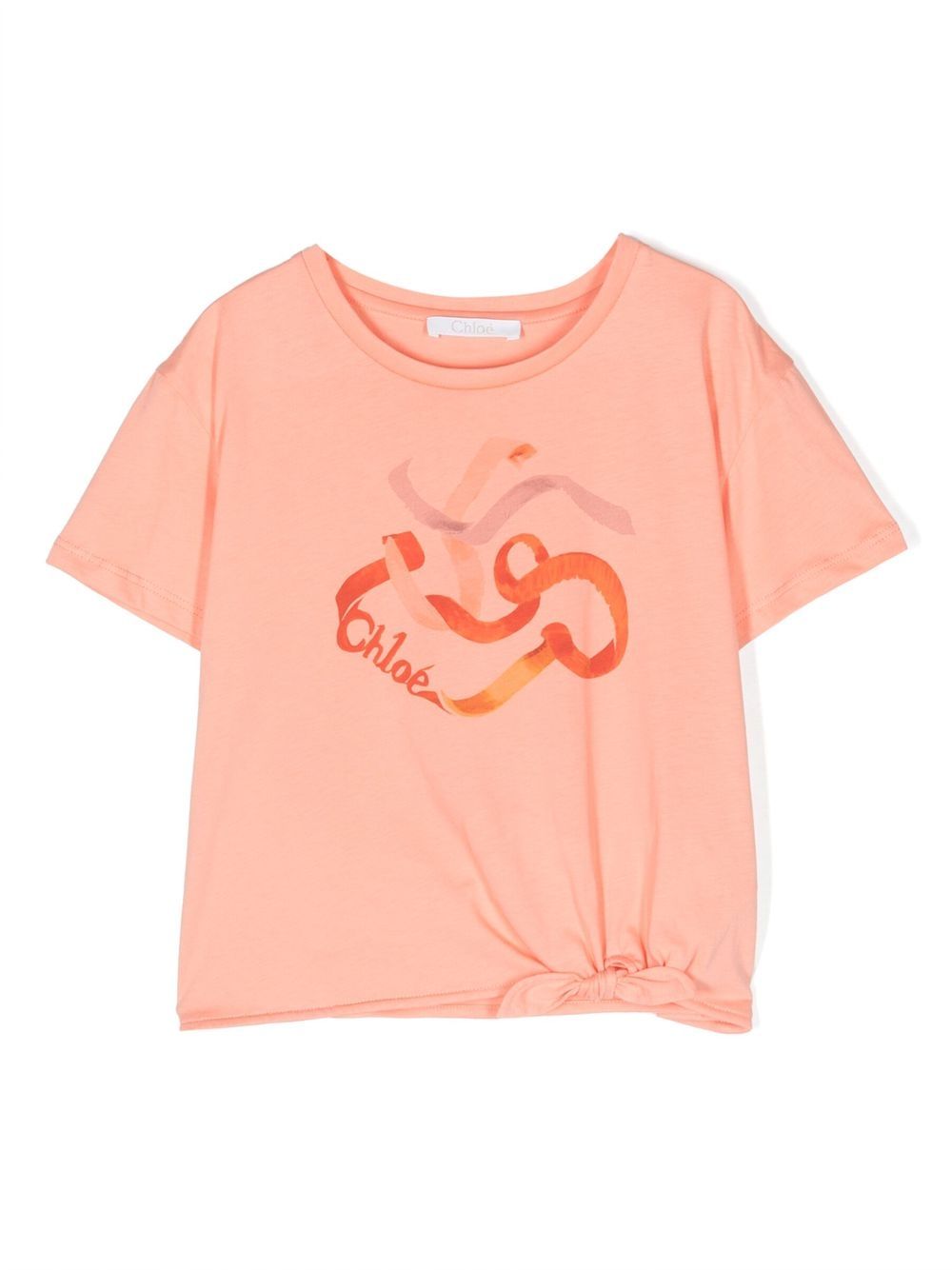 Chloé Kids 图案印花棉T恤 - 橘色