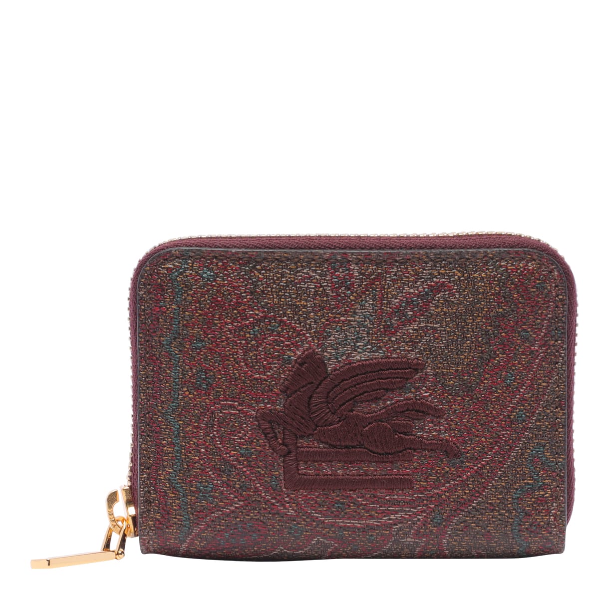 Etro 拉链环绕式佩斯利花纹钱包