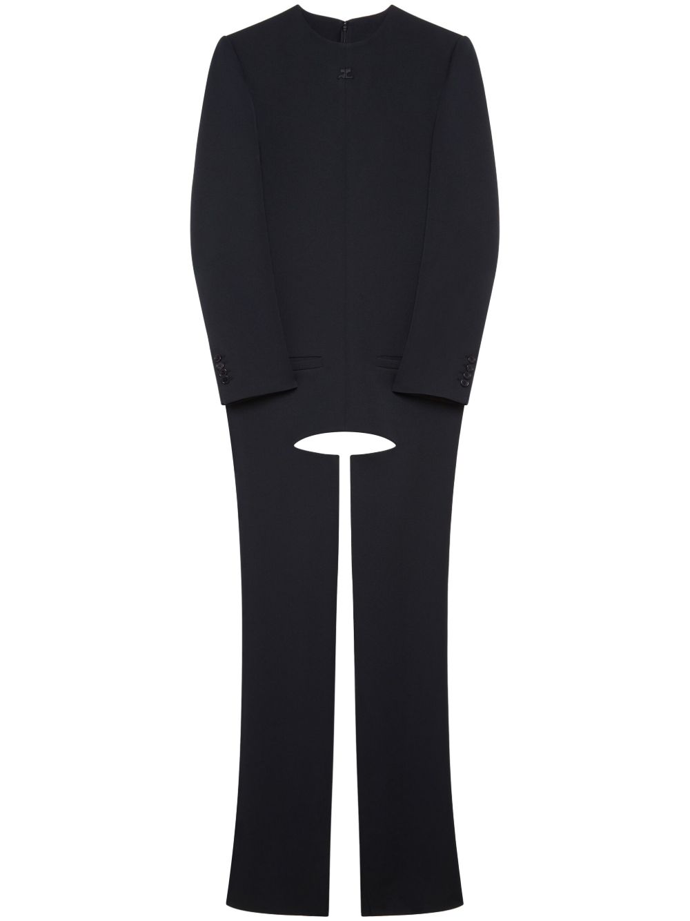 Courrèges Chaps 斜纹布连体长裤 - 黑色