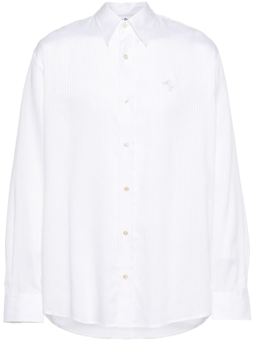 Acne Studios 刺绣logo条纹衬衫 - 白色