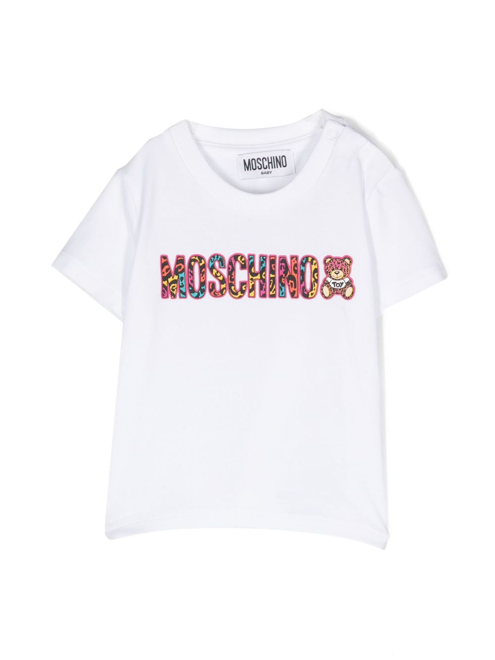 Moschino Kids 橡胶感logo T恤 - 白色
