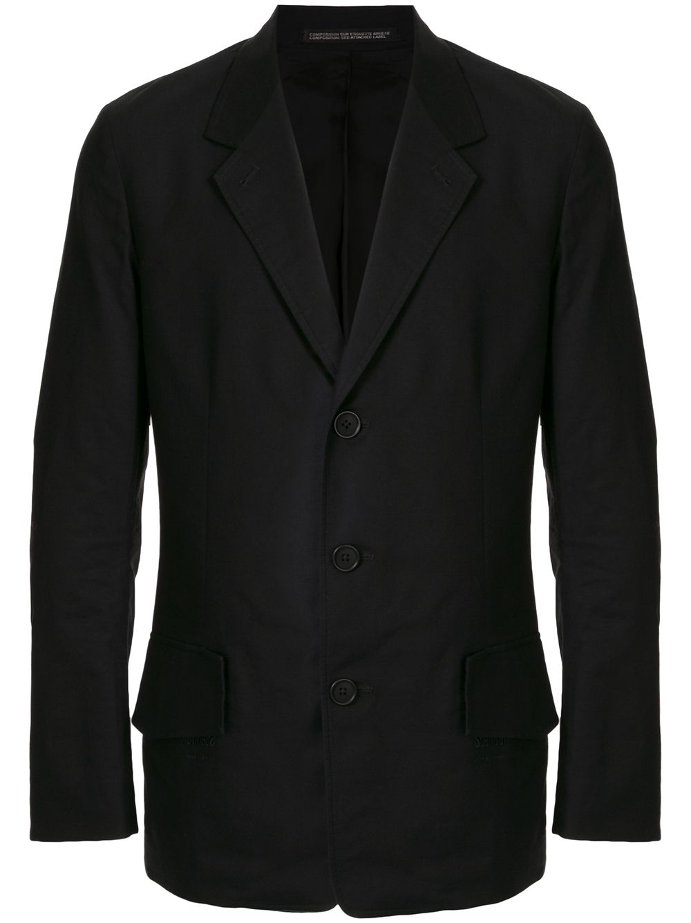 Yohji Yamamoto 单排扣西装夹克 - 黑色