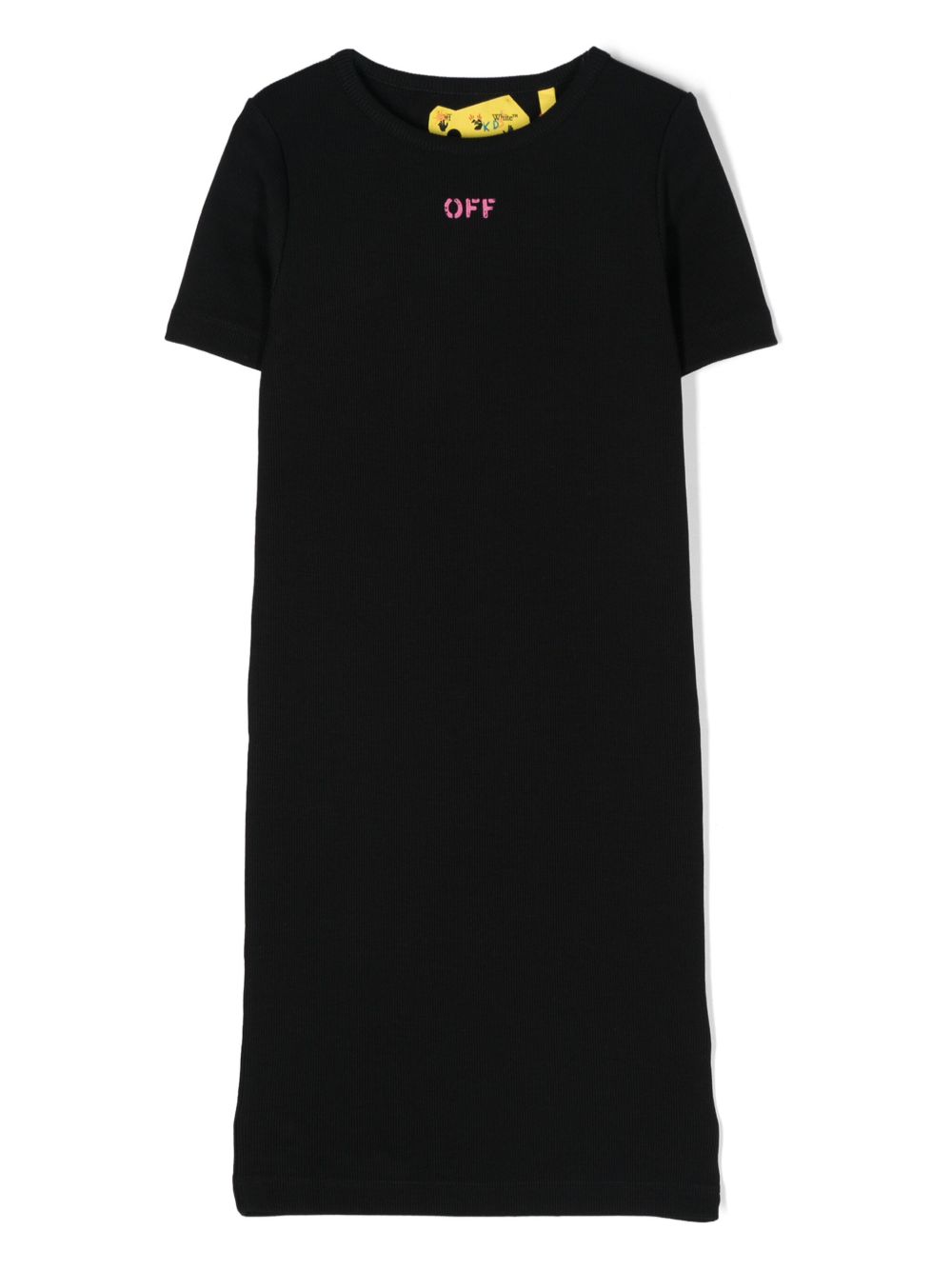 Off-White Kids logo印花中长连衣裙 - 黑色