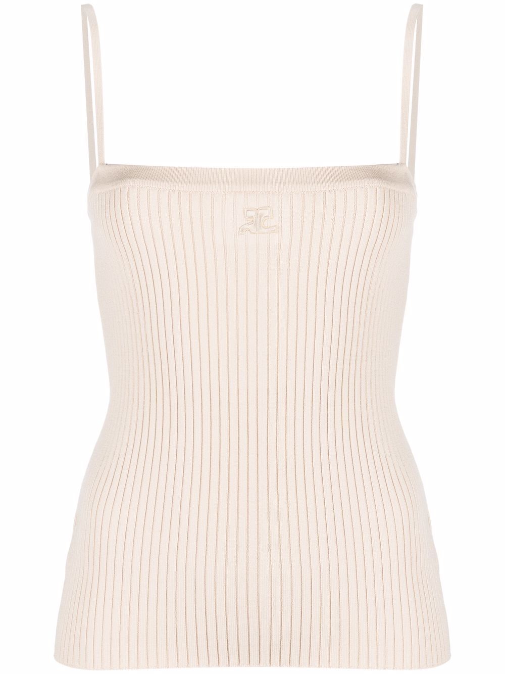 Courrèges logo罗纹针织吊带上衣 - 中性色