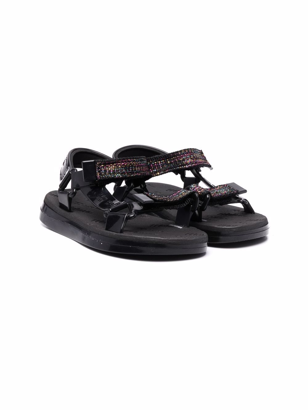 Mini Melissa 金属感魔术贴凉鞋 - 黑色