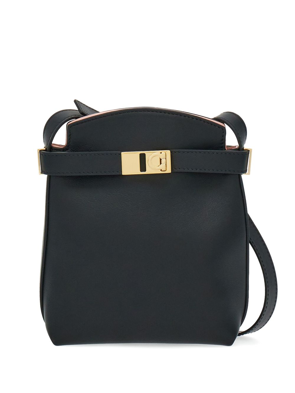 Ferragamo Hug Gancini 标牌皮质手机包 - 黑色
