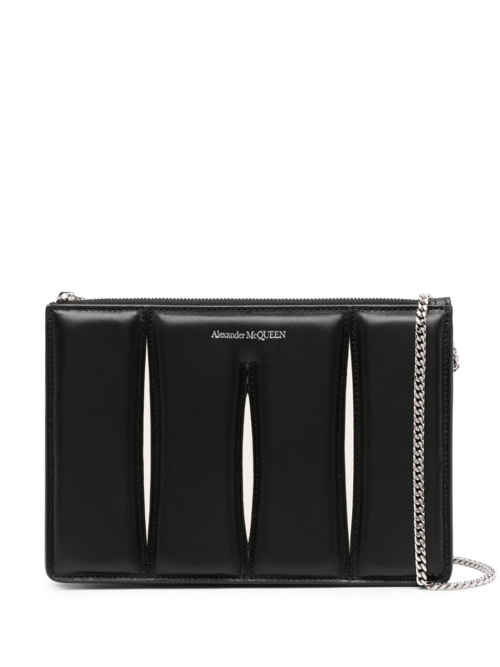 Alexander McQueen The Slash 皮质手拿包 - 黑色