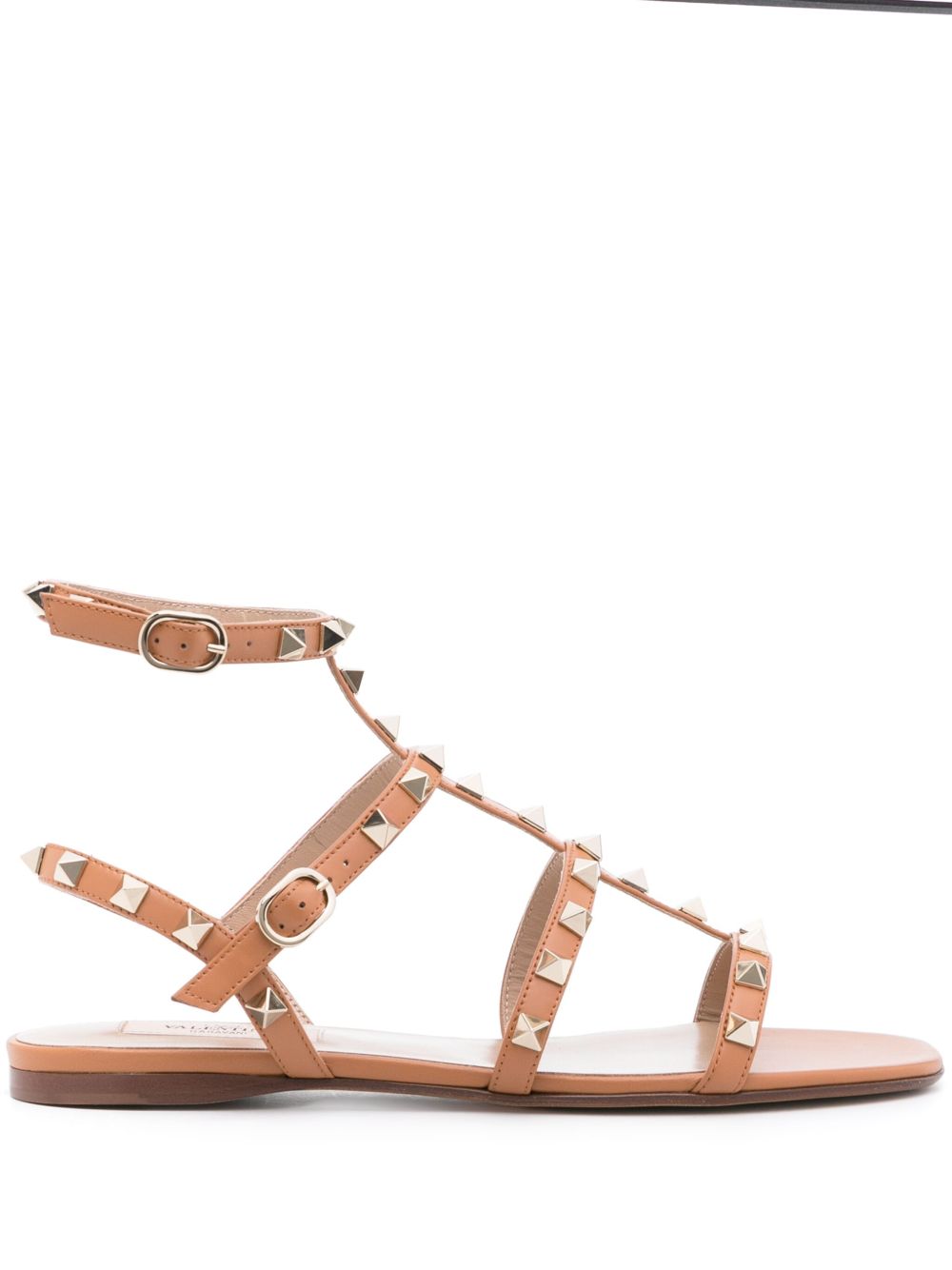 Valentino Garavani Rockstud 笼形设计凉鞋 - 褐色