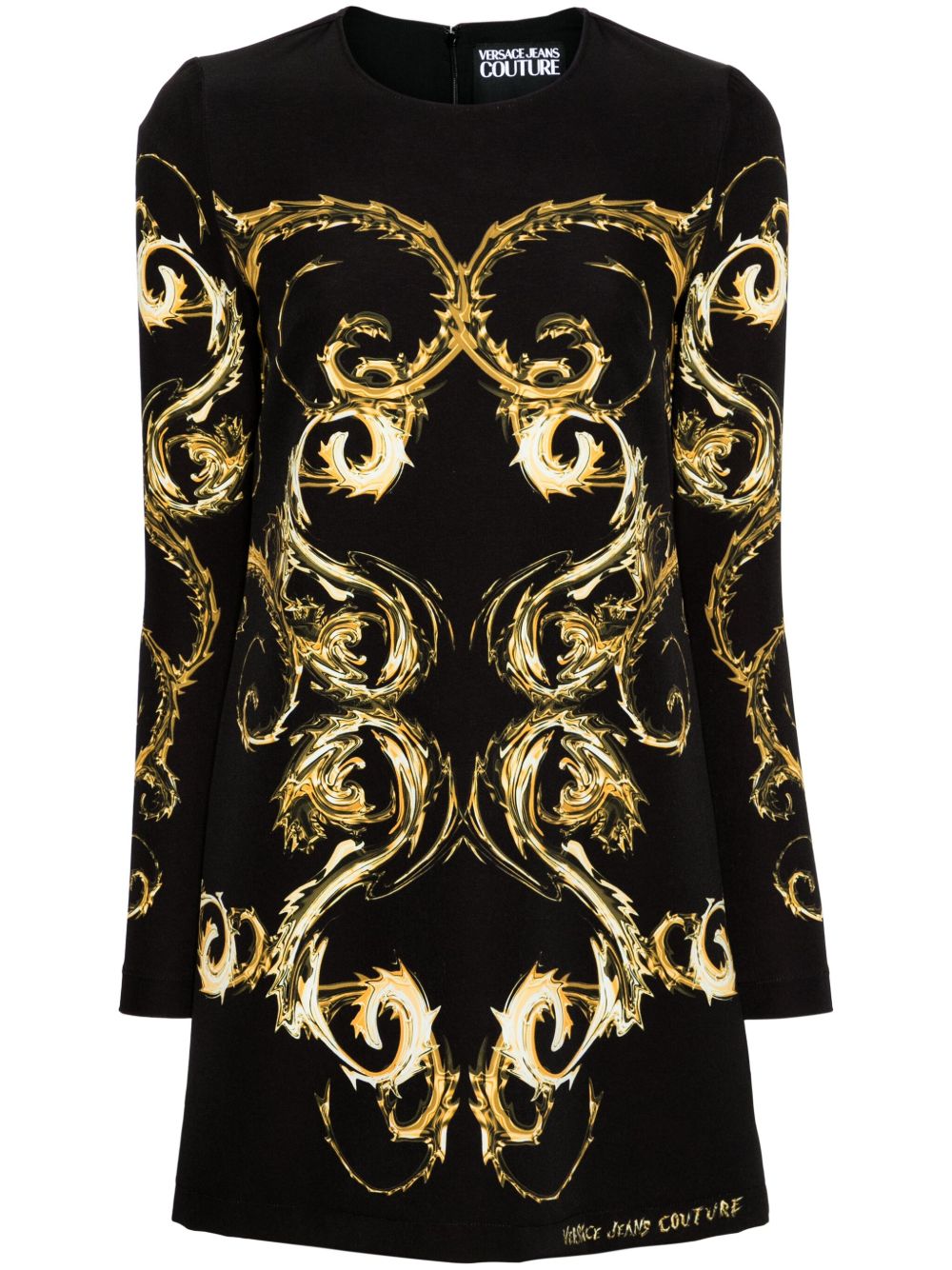 Versace Jeans Couture Chromo Couture 印花迷你连衣裙 - 黑色
