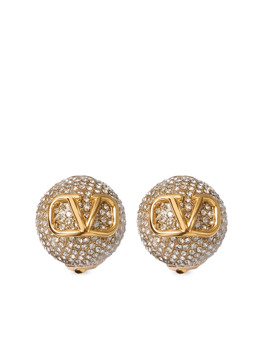 Valentino Garavani 18K黄金 Vlogo Signature 夹扣式耳环 - 金色
