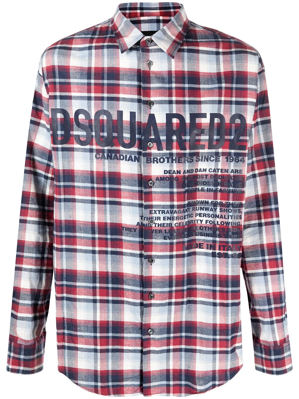 DSQUARED2 D2次方 logo印花法兰绒衬衫 - 红色