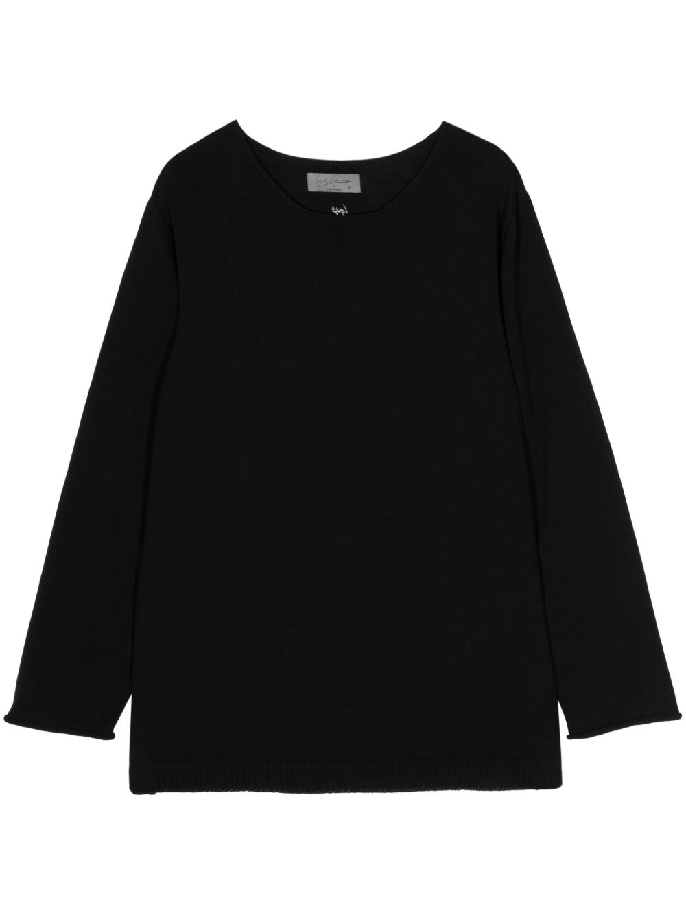 Yohji Yamamoto logo刺绣毛衣 - 黑色
