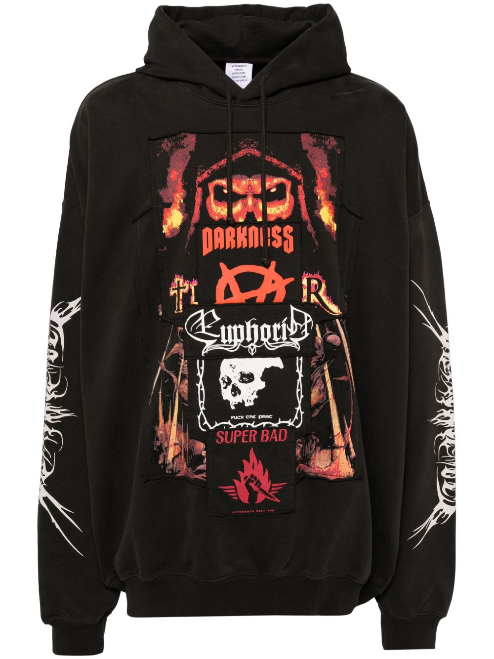 VETEMENTS 贴花细节连帽衫 - 黑色