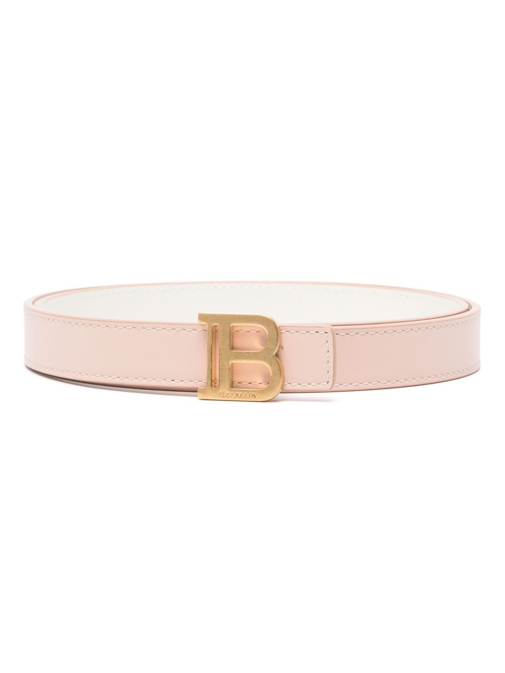 Balmain logo扣环双面皮质腰带 - 粉色