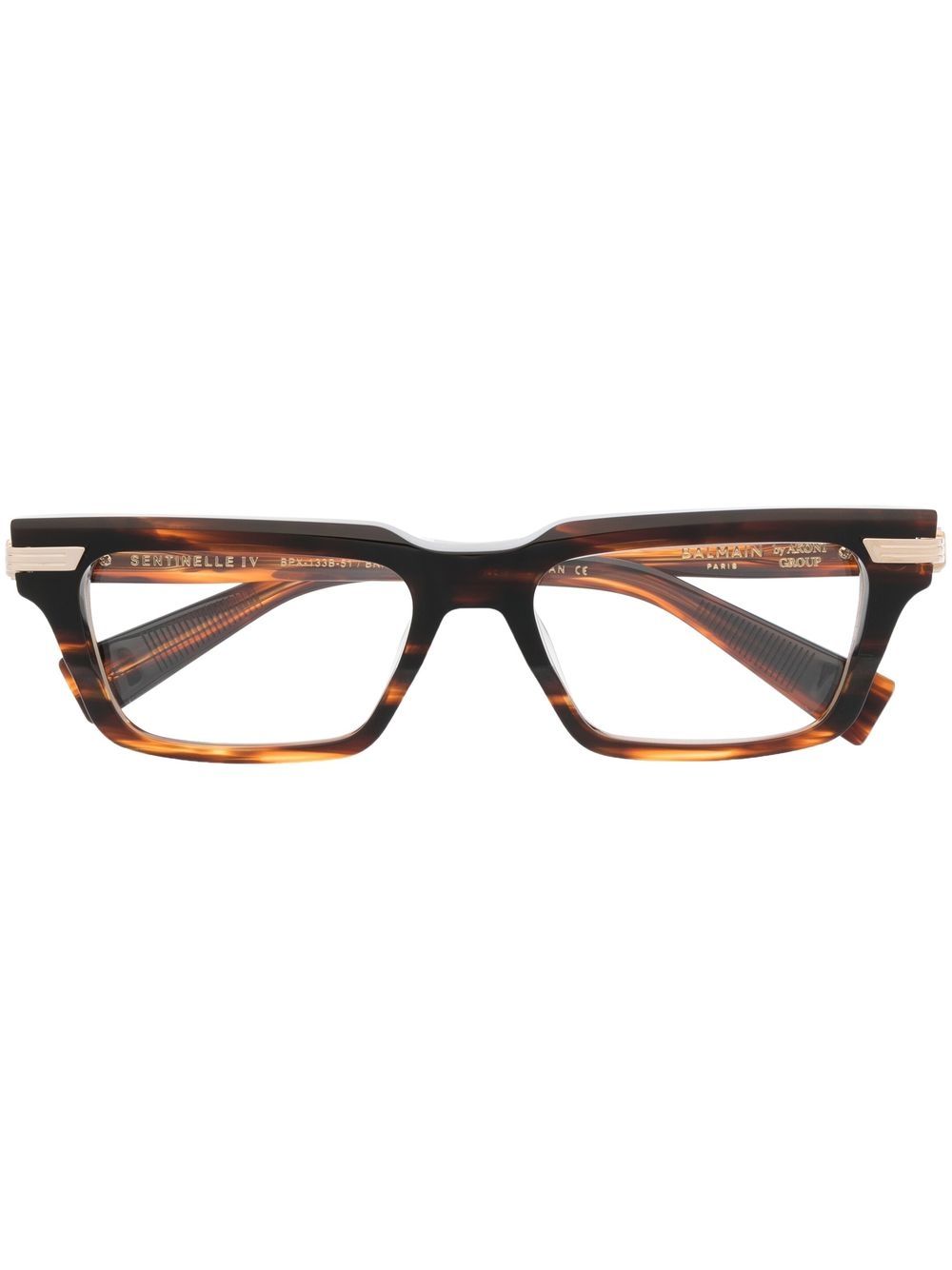 Balmain Eyewear 玳瑁纹方框眼镜 - 褐色
