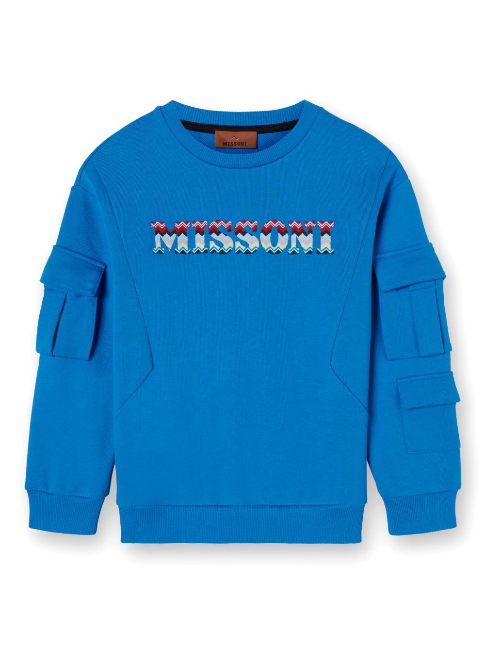 Missoni Kids logo刺绣棉卫衣 - 蓝色